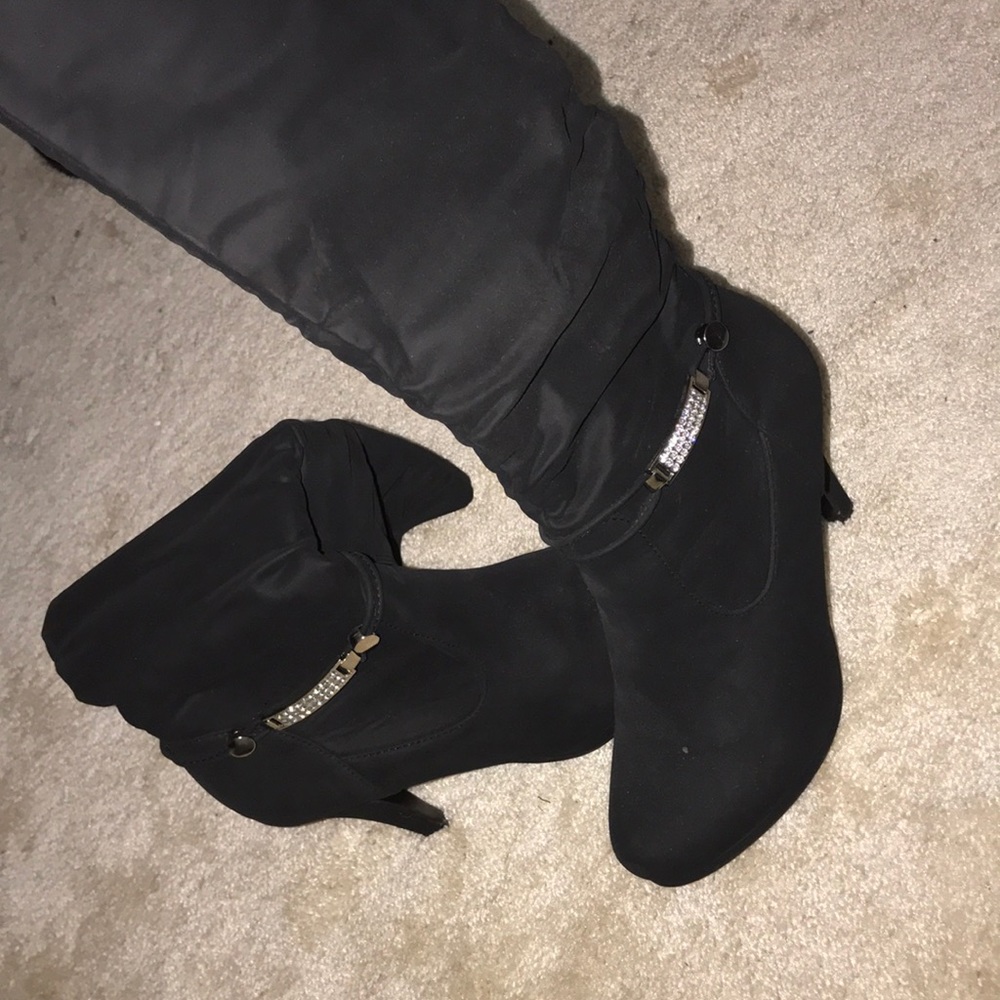 Below Knee Black Heel Boots